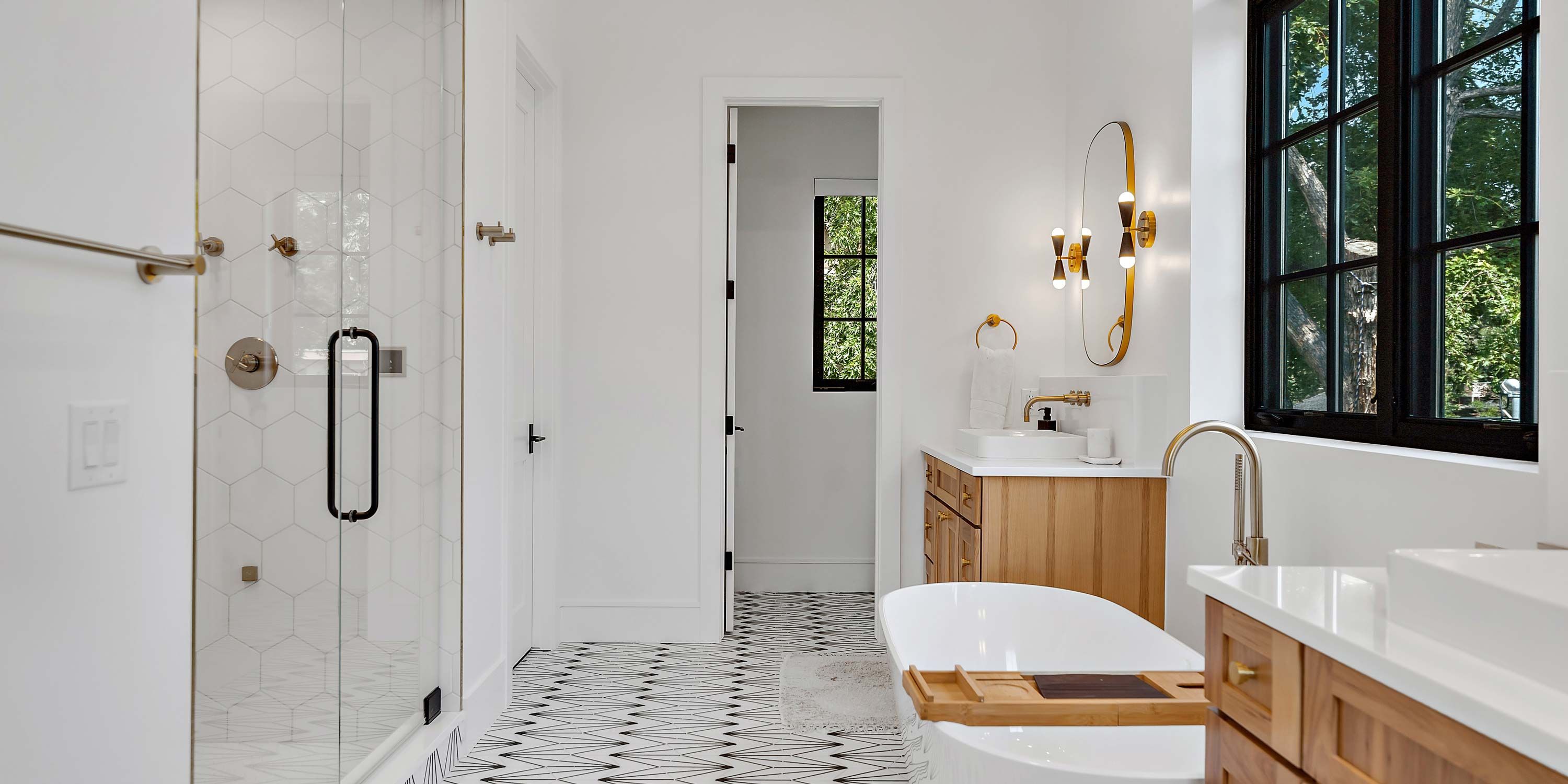 white modern farmhouse bathroom